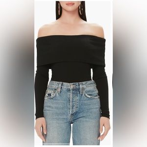 NWT AFRM Jada Ribbed Off the Shoulder Thong Bodysuit